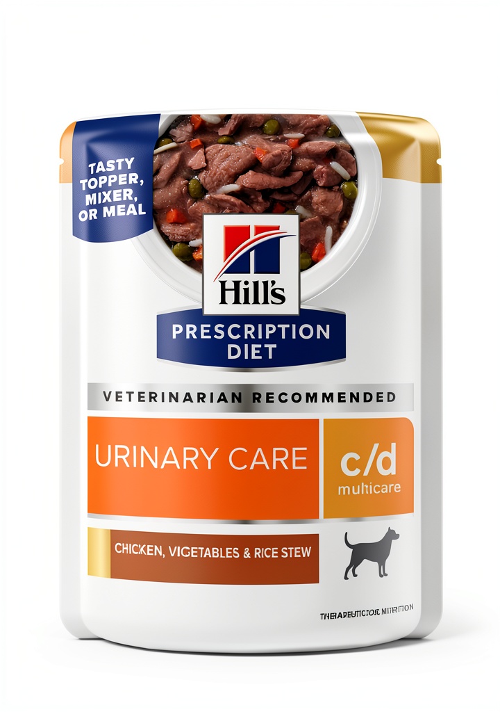 Hill's Prescription Diet c/d Multicare Urinary Care dog food can with chicken and vegetables