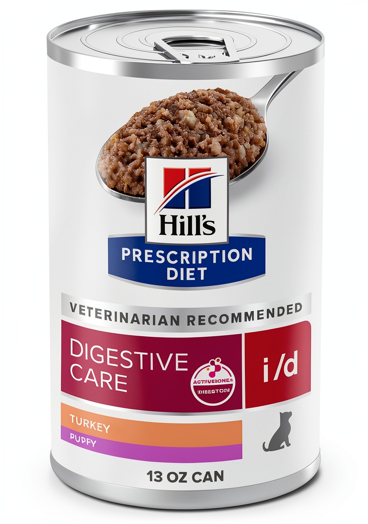 Hill's Prescription Diet i/d Wet Puppy Food can showing ingredients and packaging