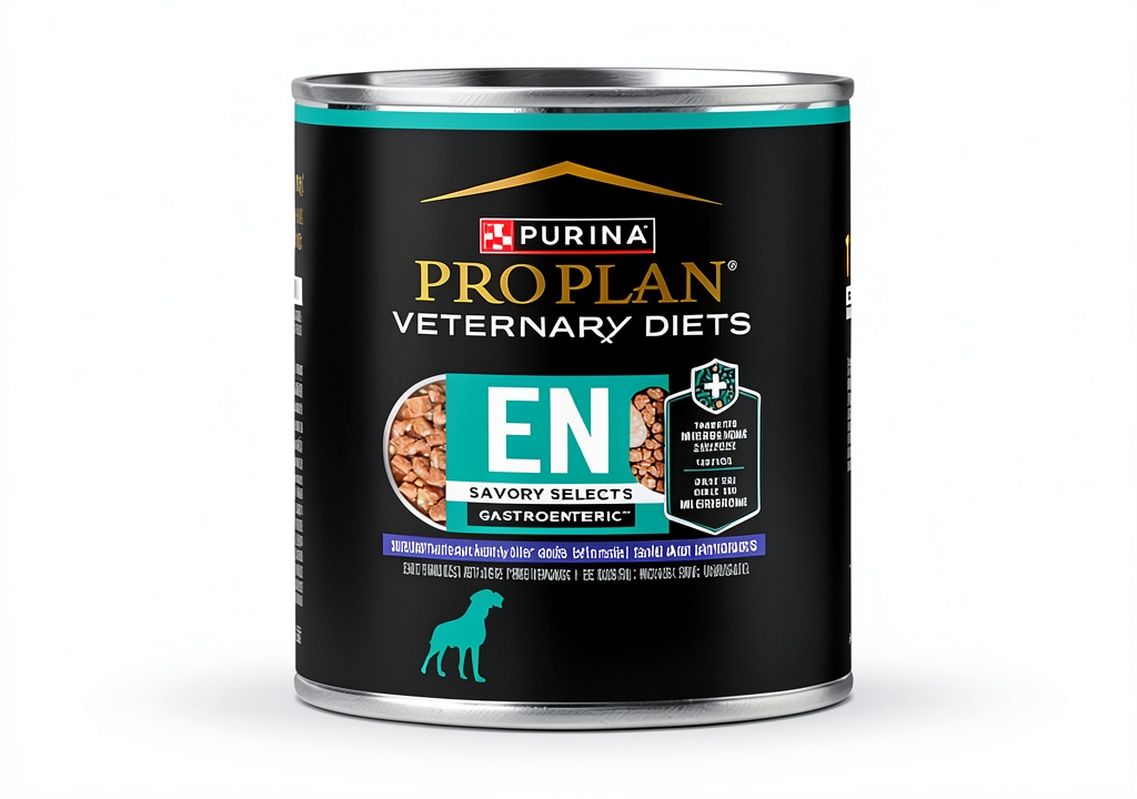 Purina Pro Plan Veterinary Diets canned dog food showing chicken recipe in gravy
