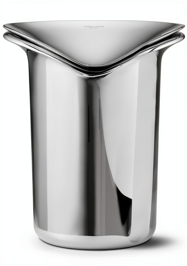 Georg Jensen Stainless Steel Ice Bucket with Tongs Mirror Polished 1kg-1