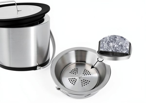 Hillbond Ice Bucket 3L Double Wall with Silicone Lid, Tongs & Strainer-2