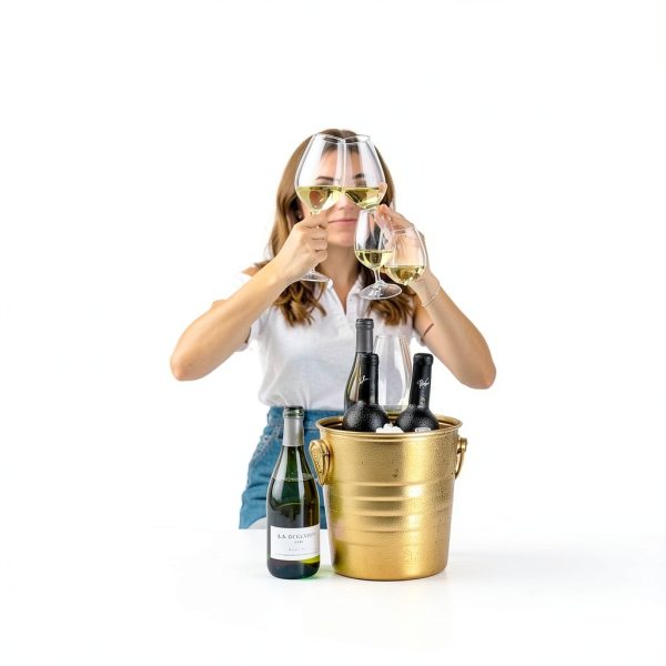 Champagne Bucket Gold Plated Stainless Steel Ice Bucket with Tongs 3L-6