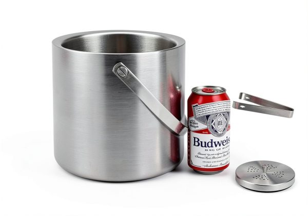 Hillbond Ice Bucket 3L Double Wall with Silicone Lid, Tongs & Strainer-3