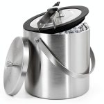 Hillbond Ice Bucket 3L Double Wall with Silicone Lid, Tongs & Strainer-0