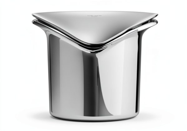 Georg Jensen Stainless Steel Ice Bucket with Tongs Mirror Polished 1kg-2