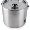 Ice Bucket QWORK 3L 304 Stainless Steel Double Wall with Lid and Tongs-5