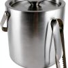 Ice Bucket QWORK 3L 304 Stainless Steel Double Wall with Lid and Tongs-2
