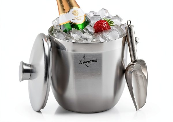 3L Insulated Ice Bucket Durawe – Steel with Lid, Tongs & Scoop-0