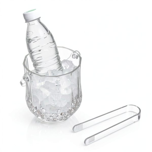 Ice Bucket Set Efavormart 3-Pack Clear Plastic 5x5 Shatterproof Bar-1