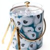 Mud Pie Oyster Vinyl Ice Bucket 8in x 7in with Tongs 2-Piece Set-1