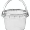 HOIGON 40 PCS 34 OZ Clear Buckets with Lids 1000ml Plastic Pails-2