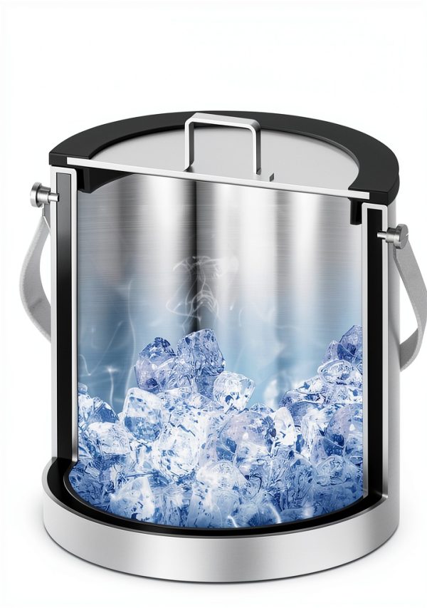 Hillbond Ice Bucket 3L Double Wall with Silicone Lid, Tongs & Strainer-1