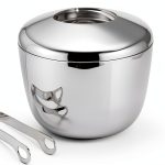 Georg Jensen Ice Bucket with Tong Mirror Polished Stainless Steel Set-0