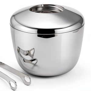 Georg Jensen Ice Bucket with Tong Mirror Polished Stainless Steel Set-0