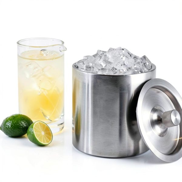 Viski Harrison Stainless Steel Ice Bucket with Insulated Lid and 2L-1