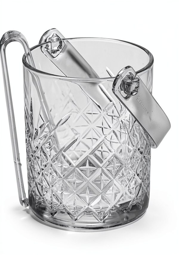 SECEN London Glass Ice Bucket with Tongs 1000 CC Transparent Bar Tool-5