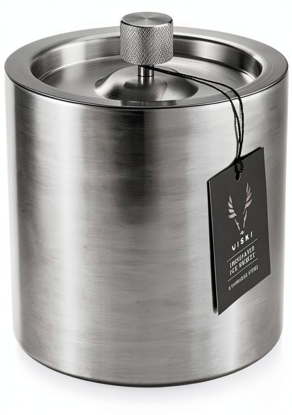 Viski Harrison Stainless Steel Ice Bucket with Insulated Lid and 2L-7