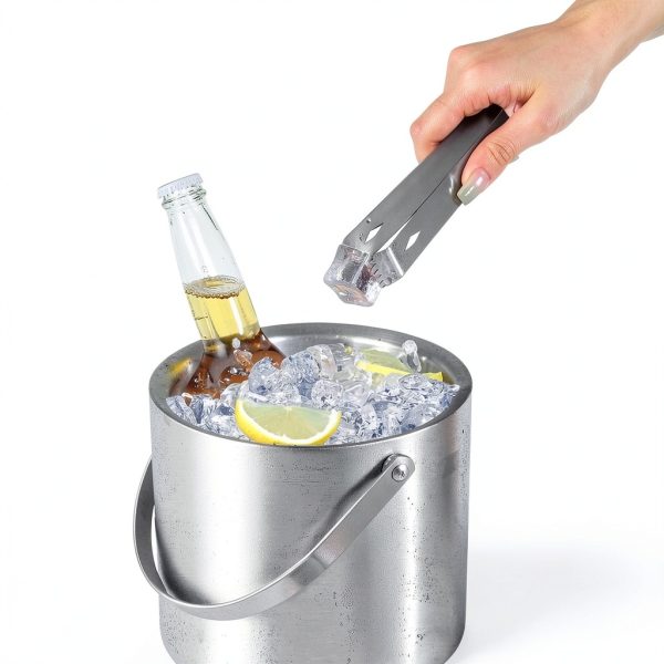 Hillbond Ice Bucket 3L Double Wall with Silicone Lid, Tongs & Strainer-4