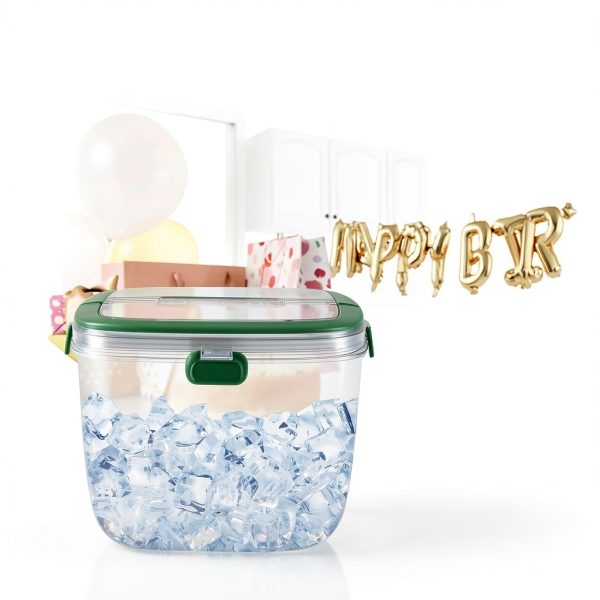 Ice Bucket 5L with Lid & Tong – UKQRRTC Portable Plastic Bar Wine Tool-1
