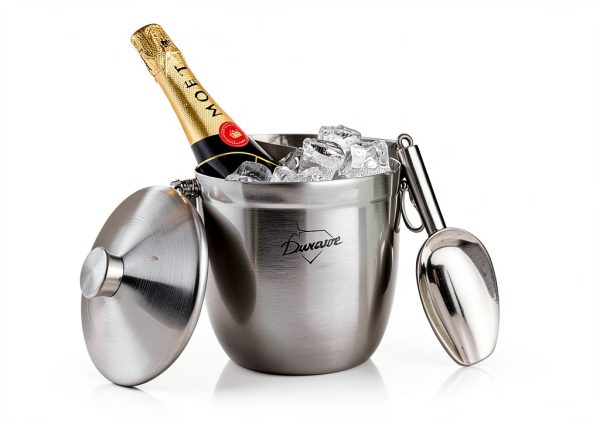 3L Insulated Ice Bucket Durawe – Steel with Lid, Tongs & Scoop-2