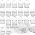 HOIGON 40 PCS 34 OZ Clear Buckets with Lids 1000ml Plastic Pails-0