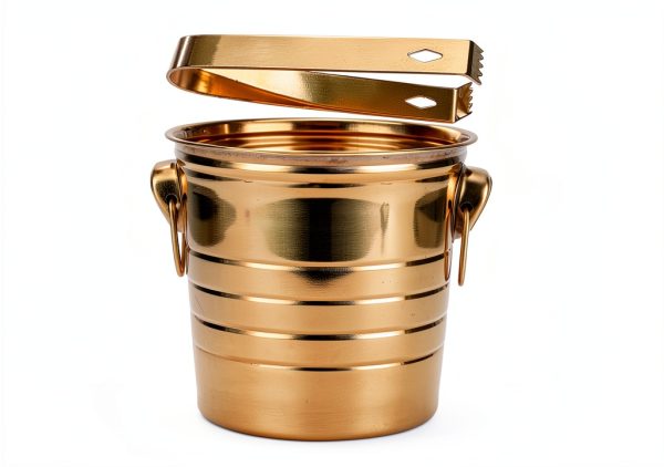 Champagne Bucket Gold Plated Stainless Steel Ice Bucket with Tongs 3L-3