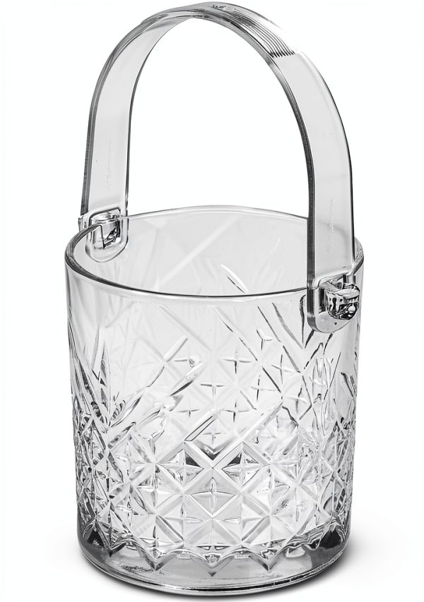 SECEN London Glass Ice Bucket with Tongs 1000 CC Transparent Bar Tool-3