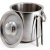 Ice Bucket QWORK 3L 304 Stainless Steel Double Wall with Lid and Tongs-1