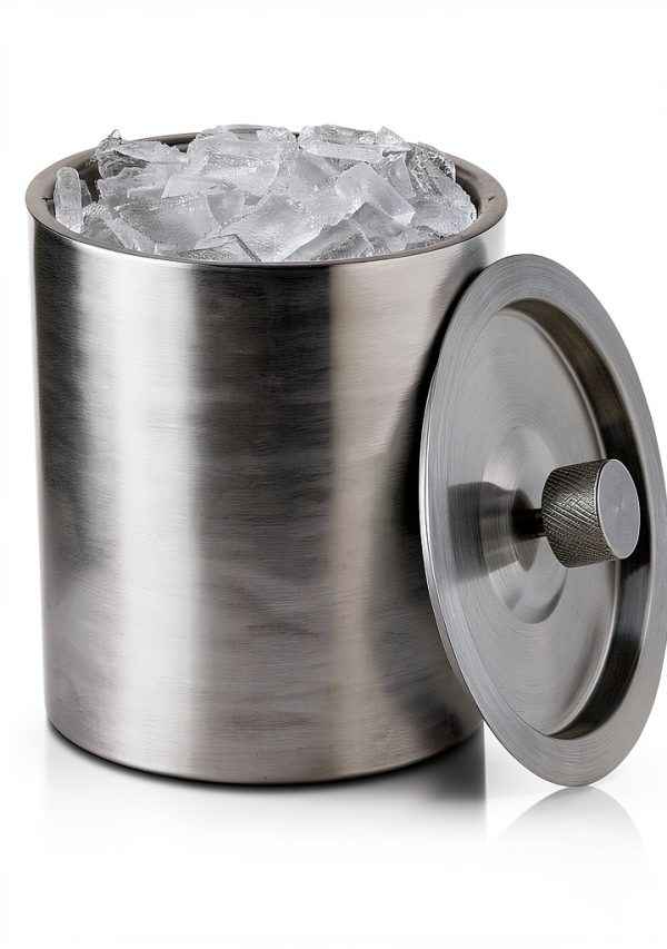 Viski Harrison Stainless Steel Ice Bucket with Insulated Lid and 2L-5