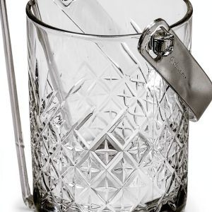 SECEN London Glass Ice Bucket with Tongs 1000 CC Transparent Bar Tool-0
