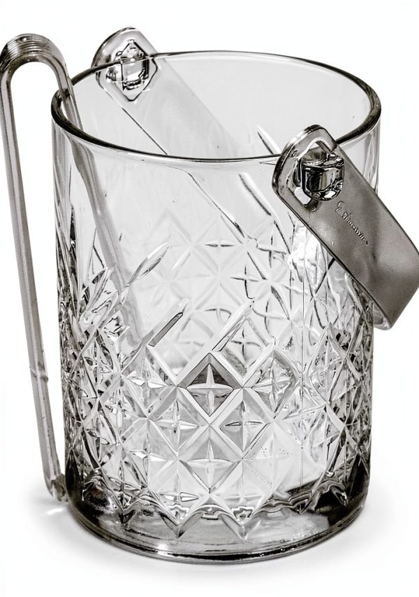 SECEN London Glass Ice Bucket with Tongs 1000 CC Transparent Bar Tool-0