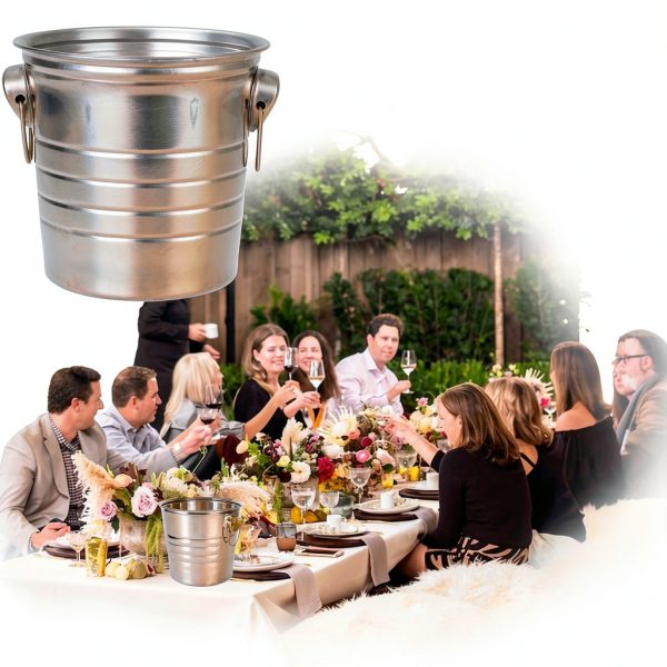 Champagne Bucket Gold Plated Stainless Steel Ice Bucket with Tongs 3L-2