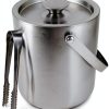 Ice Bucket QWORK 3L 304 Stainless Steel Double Wall with Lid and Tongs-0
