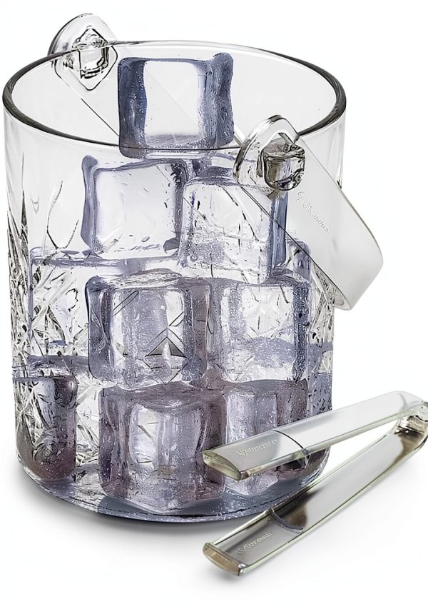 SECEN London Glass Ice Bucket with Tongs 1000 CC Transparent Bar Tool-1