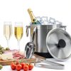 Double-Wall Stainless Steel Insulated Ice Bucket With Lid & Ice Tong [3 Liter] Included Strainer Keeps Ice Cold & Dry, Home Bar, Chilling Beer, Champagne, Wine Bottle-3