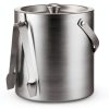 FineDine Double-Wall Stainless Steel Insulated Ice Bucket with Lid & Ice Tong [3 Liter] Included Strainer Keeps Ice Cold & Dry, Carry Leather Handle, Home Bar, Chilling Beer, Champagne, Wine Bottle-0