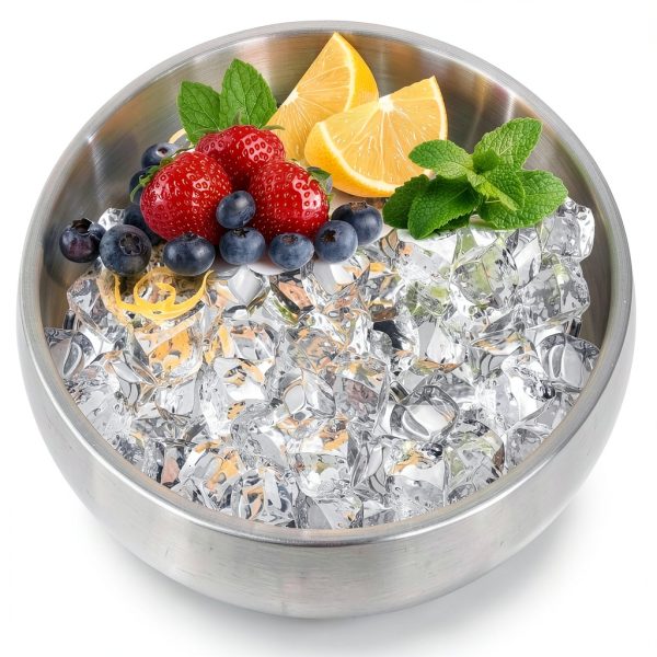 Yesland Ice Bucket with Lid, Double Insulation Ice Box Container Storage Box, 2 L Stainless Steel Ice Bucket Container with Ice Tong Scooper, Spherical Wine Champagne Barrel for Home Party Bar-7
