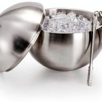 Yesland Ice Bucket with Lid, Double Insulation Ice Box Container Storage Box, 2 L Stainless Steel Ice Bucket Container with Ice Tong Scooper, Spherical Wine Champagne Barrel for Home Party Bar-0