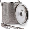 Bling Double Walled Stainless Steel Ice Bucket with Ice Tong & Lid [2 Liter] ，Shiny Insulated Ice Bucket Included Strainer Keeps Ice Cold & Dry, for Home Bar, Chilling Beer, Champagne, Red Wine-5