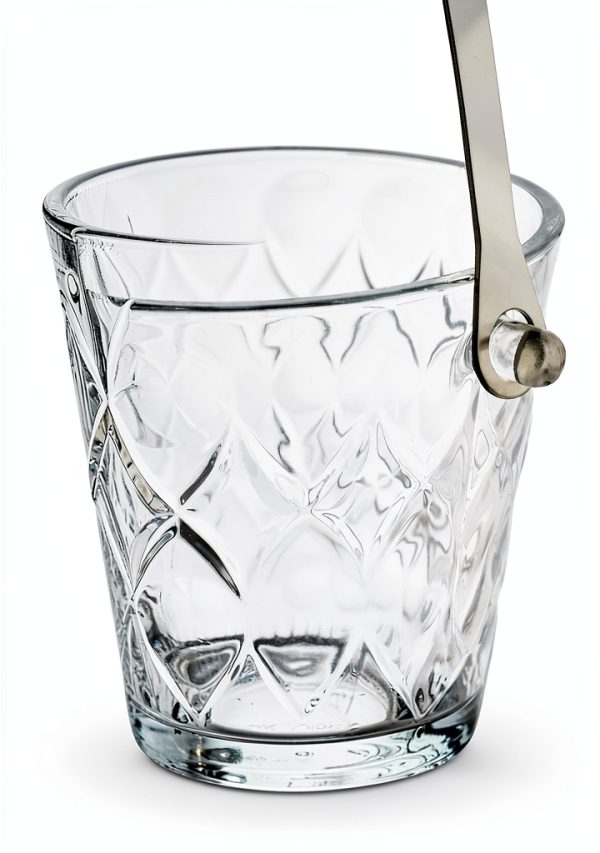 2-Piece Clear Glass Ice Bucket Set with Ice Tongs & Handle - 2.2 Liter and 1Liter Portable Ice Buckets Container for Champagne, Wine, Beer and Cocktail at Parties, Home Bar or Luxury Hotels-3