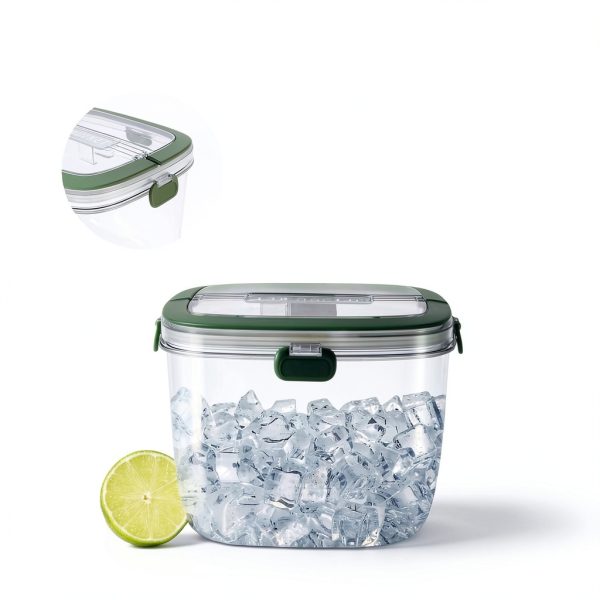 5L Portable Ice Cube Storage Bin, Clear Ice Bucket for Freezer with Lid & Tong for Outdoor Camping, Plastic Refrigerator Ice Cube Trays Storage Bin for Whiskey Wine Cocktail Party-3
