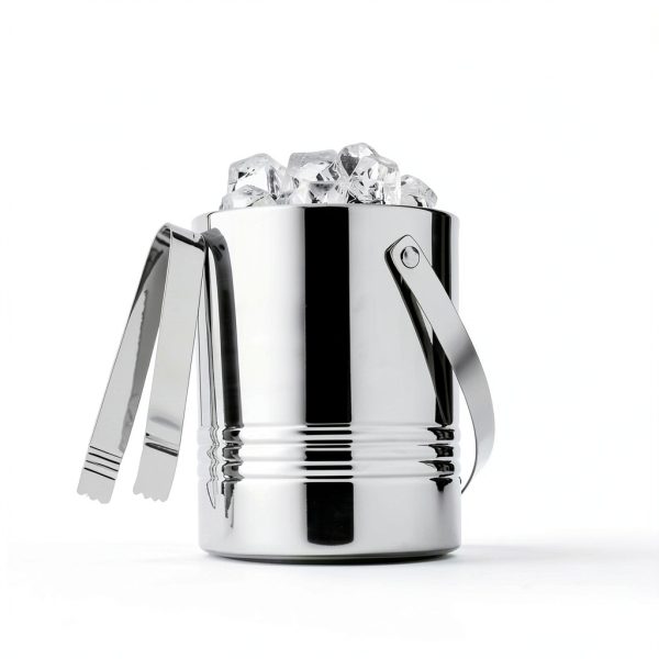 JoyJolt Metal Double Wall Ice Bucket with Lid, Ice Tongs and Strainer. 3L Insulated Ice Bucket for Cocktail Bar, Wine, Home Bar Accessories, Parties, Champagne Bucket. Stainless Steel Ice Buckets-6