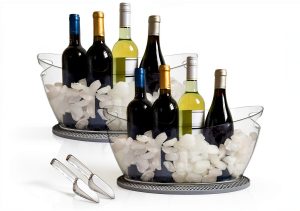 Ice Bucket Set AMMSAR 2 Acrylic Buckets with Mats & Scoops 5.5L Gray-0