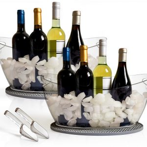 Ice Bucket Set AMMSAR 2 Acrylic Buckets with Mats & Scoops 5.5L Gray-0