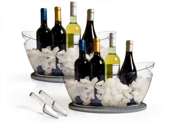 Ice Bucket Set AMMSAR 2 Acrylic Buckets with Mats & Scoops 5.5L Gray-0
