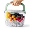 4QTS Ice Cube Storage Bin with Sealed Lid for Freezer Clear Ice Bucket w/ Tong for Bar Hotel Refrigerator Containers for Home Beverage Cooler for Whiskey Wine Beers Party Outdoor 8.5*6.6*7.4in-4