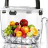 5L Portable Ice Cube Storage Bin, Clear Ice Bucket for Freezer with Lid & Tong for Outdoor Camping, Plastic Refrigerator Ice Cube Trays Storage Bin for Whiskey Wine Cocktail Party-7