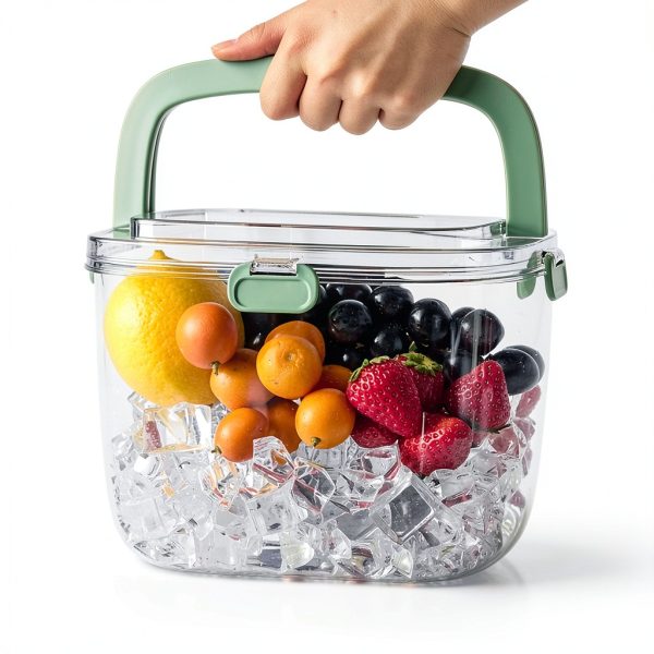 Portable Ice Bucket with Lid & Tong for Outdoor Camping, Clear Plastic Storage Bin for Freezer, Refrigerator, Whiskey, Wine, Cocktail Party, Big Cube Mold Tray for Ice Bath-4