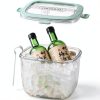 Portable Ice Bucket with Lid & Tong for Outdoor Camping, Clear Plastic Storage Bin for Freezer, Refrigerator, Whiskey, Wine, Cocktail Party, Big Cube Mold Tray for Ice Bath-0