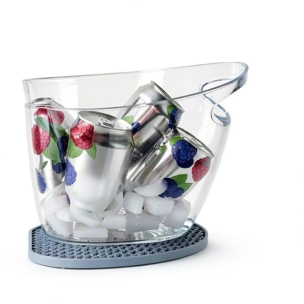 Ice Bucket Set AMMSAR 2 Acrylic Buckets with Mats & Scoops 5.5L Gray-4